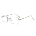Retro Rimless Photochromic Glasses Artsy Metal Ultra-Light Prescription Glasses Frame Anti-Blue With Rx Plano