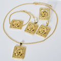 Western Bestseller Overseas 18K Gold Cutout 3 Petal Flower Necklace Bracelet Set Earrings Ring Versatile Women Jewelry Set