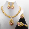 Overseas Middle East Personality Western Retro Teardrop Rhinestone Accessory Necklace Bracelet Set Earrings Ring Bride Accessory Set