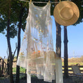 Butterfly Flower Mesh Embroidered Sleeveless Dress, Loose Layering Camisole Dress