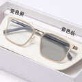 Light Feel Photochromic Prescription Glasses Formal Full-Frame Ultra-Light Prescription Sunglasses Men Square TR90 Temple Prescription Sunglasses