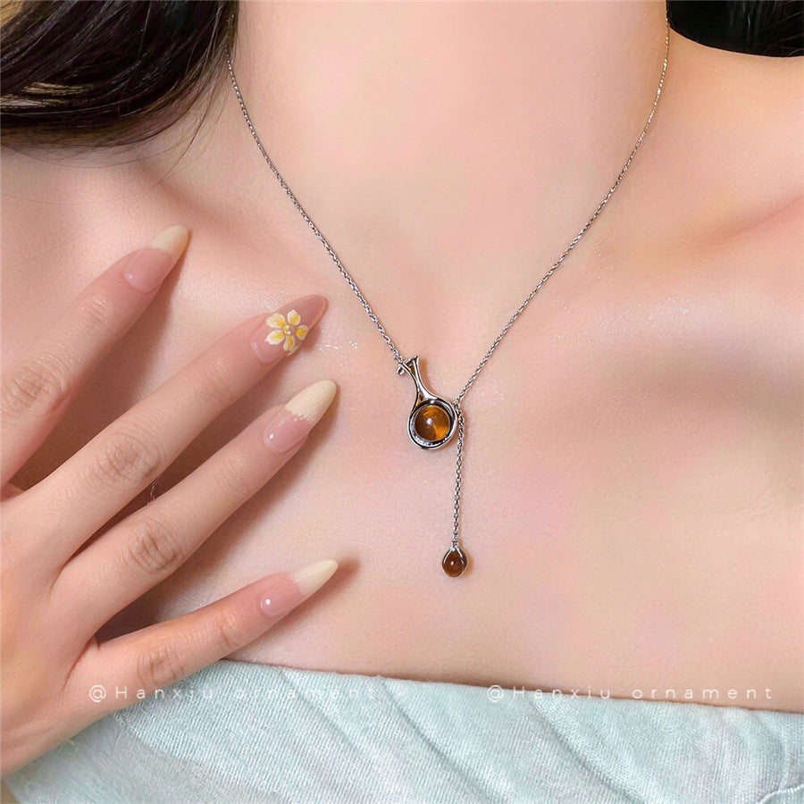 Maillard Brown Oval Pendant Necklace - view 3