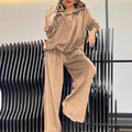 Leopard Print Hoodie + Pants Two-Piece Loungewear Set