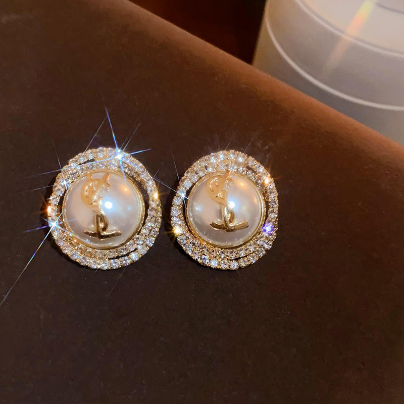 Rhinestone Heart Square Pearl Statement Earrings - view 8