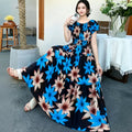 Rayon Floral Off-Shoulder Elastic Waist Bohemian Beach Dress