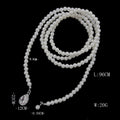 Western Teardrop Cubic Zirconia Faux Pearl Double-Layer Can Comb Knot Necklace Fashionable Personality Long Sweater Chain Women Wholesale