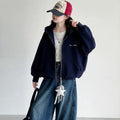 Girls' Star Decor Zipper Hoodie Denim Jeans Set