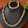 EU/US Import Accessory Trendy Hip-Hop Simple Chunky Chain Stripe Single Layer Necklace Bracelet Set Copper Gold Plated Clavicle Chain Set