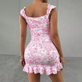 Women's French Floral Strapless Vacation Dress