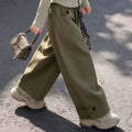 Girls' Korean Short Hooded Top & Wide-Leg Pants Set