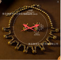 Vintage Accessory Premium Western Alloy Heavy-Duty Distressed Style Rabbit Stud Niche Design Detail Necklace Set