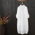 Women's Summer Fashion Versatile Striped Loose Mid-Length Long Cardigan + Sun-Protect - White
