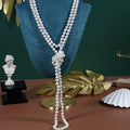 Korean Fashionable Premium Choker Elegant Retro Simple Multi-Layer Pearl Sweater Chain Elegant Necklace Women