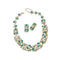 Palm Top Bright Bead _ Sparkle Dazzling Rhinestone Beaded Pearl Stud Earring Necklace Set French Retro Premium Exquisite Accessory