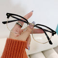 Prescription Glasses Browline Frame Anti-Blue Plano Retro Frame Men Formal Casual Trendy Tech Prescription Sunglasses