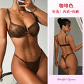 性感蕾丝内衣套装金属扣透视聚拢文胸丁字裤女式情趣两件套8144
