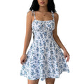 Women's Floral Square Neck Strappy Mini Dress