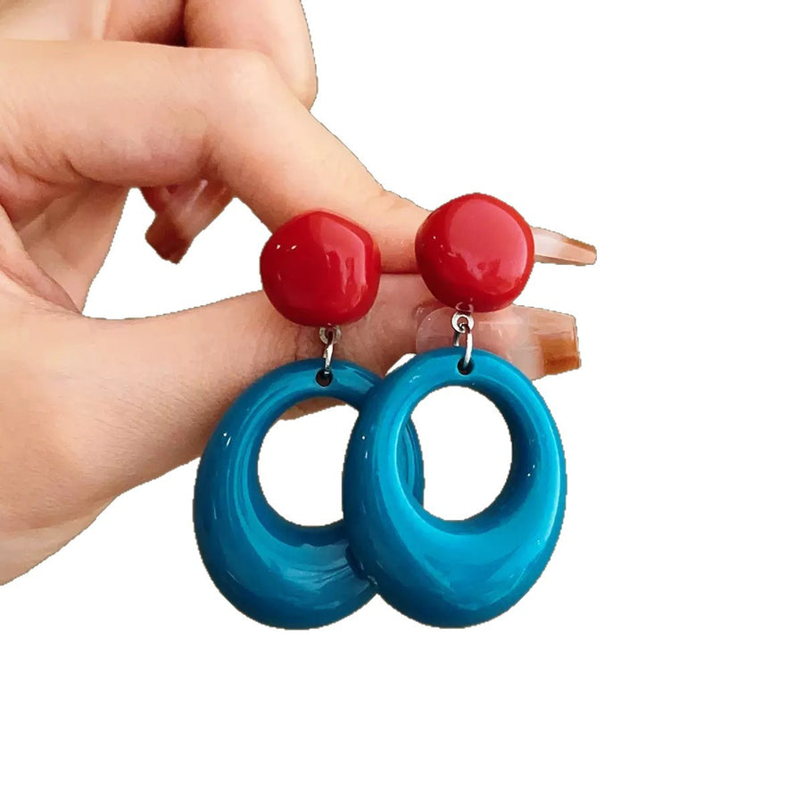 Vintage Color-Block Round Stud Earrings - view 5