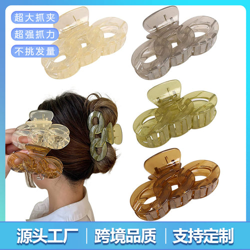 Korean Fashionable Simple Fruit Freeze Color Chain Claw Back Brain Spoon Updo Versatile Large No. Shark Claw