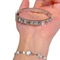 18K Gold Plated Cutout Floral Bangle Light Luxury Premium Four Leaf Clover Bracelet Niche Design 10K Flower Tube Bangle