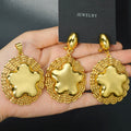 Cross-Border New Release Cutout Base Pad Shiny Five-Point Star Necklace Earrings Set 2-Piece Set Exquisite Set Women