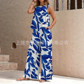 Women's Ethnic Sleeveless Slit Drapey Loose Wide Leg Pants + Tank Top 2-Piece Set 202 - 【LTA】◆1