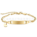 爆款不锈钢刻字弯牌儿童手链diy简约光面长条蝴蝶皇冠宝宝手饰