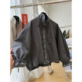 Women's Spring Workwear Retro Stand Collar Cropped Jacket 2026 - Black Jacket