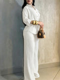Summer Fashion Youthful Waist-Tie Wide Leg Pants + Shirt 2-Piece Set
