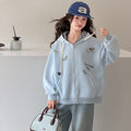 Girls' Cartoon Embroidered Hooded Jacket - Spring/Fall
