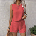 Casual Tank Top plus Shorts Set - Fashion Summer Vacation Outfit Women