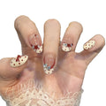 Handmade French Press-On Nails - Milk White Polka Dot Cat Eye Style
