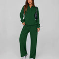 Casual Fashion Long Sleeve Lapel Collar Wide Leg Pants + Top Set
