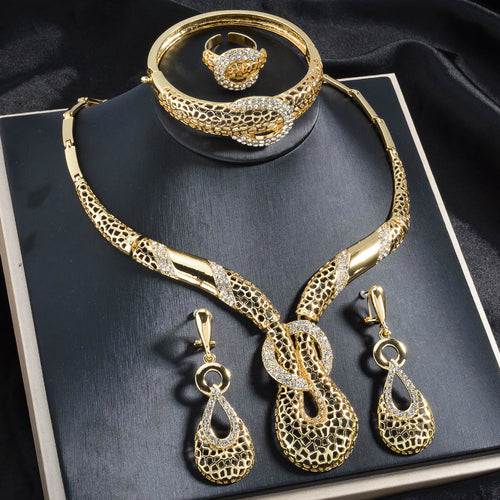 Overseas New Amazon Teardrop Necklace Rhinestone Party Gala Gown Jewelry Banquet Wedding Set