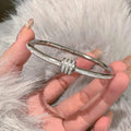 Light Luxury Premium Full Diamond Bangle Women Silver Titanium Fade-Resistant Bangle Bracelet New Couples Hand Jewelry Item