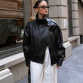 Women's Retro Stand Collar Loose Cropped Jacket 2026 | Trendy Jacket - Black