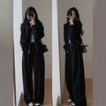 Fall Sporty Casual Wide Leg Pants + Hoodie 2-Piece Set