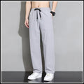 ice silk pants men's summer loose tight waist casual trousers men's straight drape sports pants drap