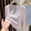 Women's Summer Korean Knit Lightweight Cardigan + Camisole + Shawl + Skirt 2026 - Black