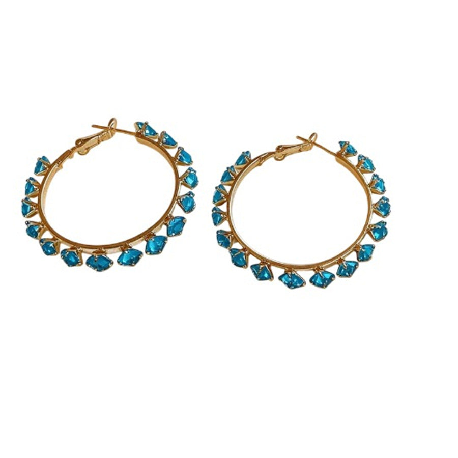 French Vintage Zircon Round Hoop Earrings - view 5