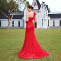 Women's One-Shoulder Sequin Bow Sexy Elegant Socialite Evening Gown Party
