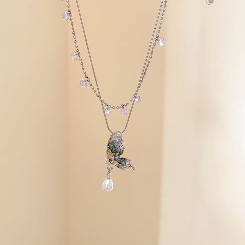 Colorful Butterfly Pendant Necklace - view 8