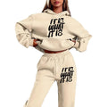 Fall Sporty Minimal Long Sleeve Printed Letter Print Hoodie Set