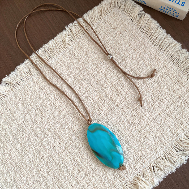 Acrylic Oval Pendant Cord Necklace - view 10