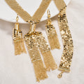Overseas Western Simple Net Form Width Chain Bride Necklace Set Fringe Long Style Necklace Bracelet Set Earrings Set Wholesale