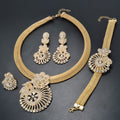 Statement Fan Shape Flower Gold Rhinestone Pendant Retro Huawei Beauty Gown Style Jewelry Set Banquet Accessory