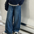 Girls' Faux Layered Hoodie & Jeans Set - Korean Style