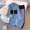 Fall Casual Fashion Long Sleeve Patchwork Wide Leg Pants + Top 2-Piece Set