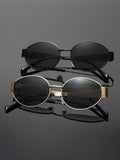 2 Pair Wear Fashionable Oval Round Women Sunglasses Premium Influencer Street Snap Simple French Glasses Retro Gold Metal Sunglasses