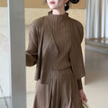 Women's Fall Elegant Versatile Pleated Cardigan + Jacket 2026 | Layered Cardigan - Off White